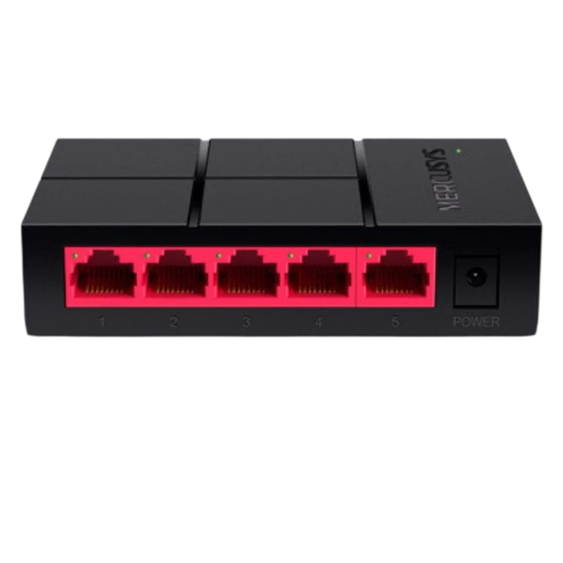 Mercusys MS105G 5 Portas Gigabit 10 Gbps Plug & Play Preto / Vermelho