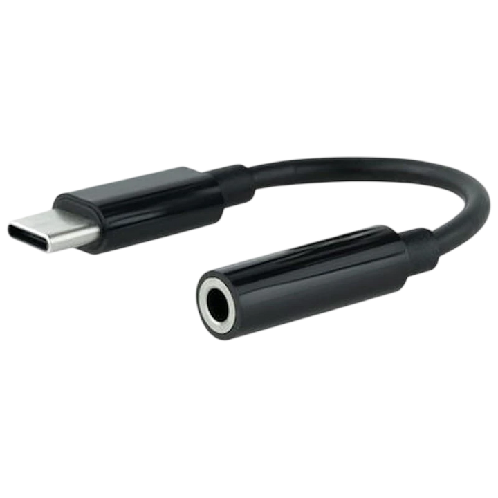 Cabo Adaptador de Áudio Nanocable USB-C para Jack 3,5 Preto 11cm