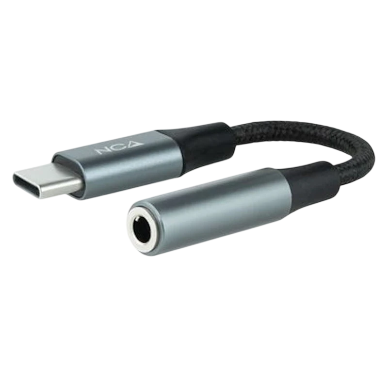 Cabo Adaptador de Áudio Nanocable USB-C para Jack 3.5 Preto/Cinza 11cm