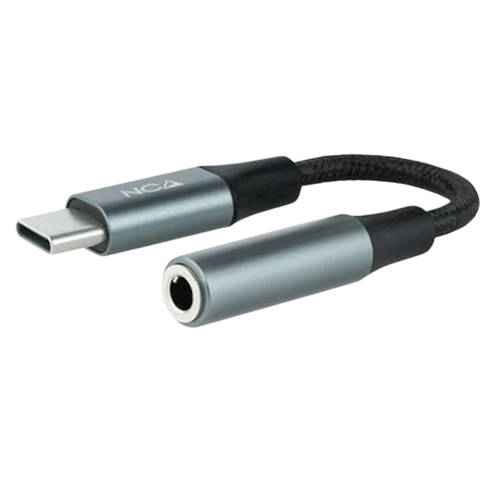 Cabo Adaptador de Áudio Nanocable USB-C para Jack 3.5 Preto/Cinza 11cm