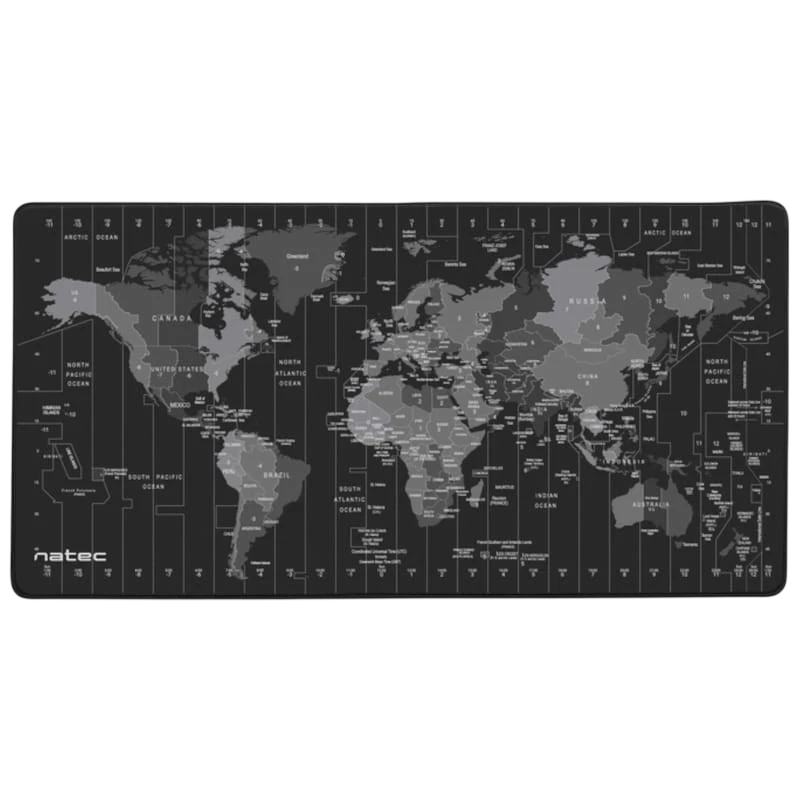 NATEC Time Zone Map Maxi Preto/Cinzento