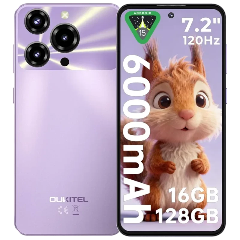 Oukitel C69 128 GB Roxo Ecrã de 7,2" 4 GB de RAM Bateria de 6000 mAh
