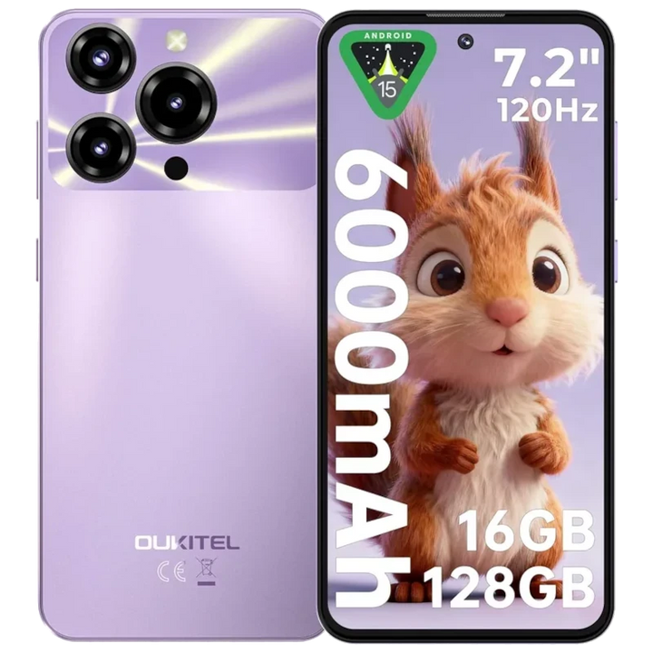 Oukitel C69 128 GB Roxo Ecrã de 7,2" 4 GB de RAM Bateria de 6000 mAh