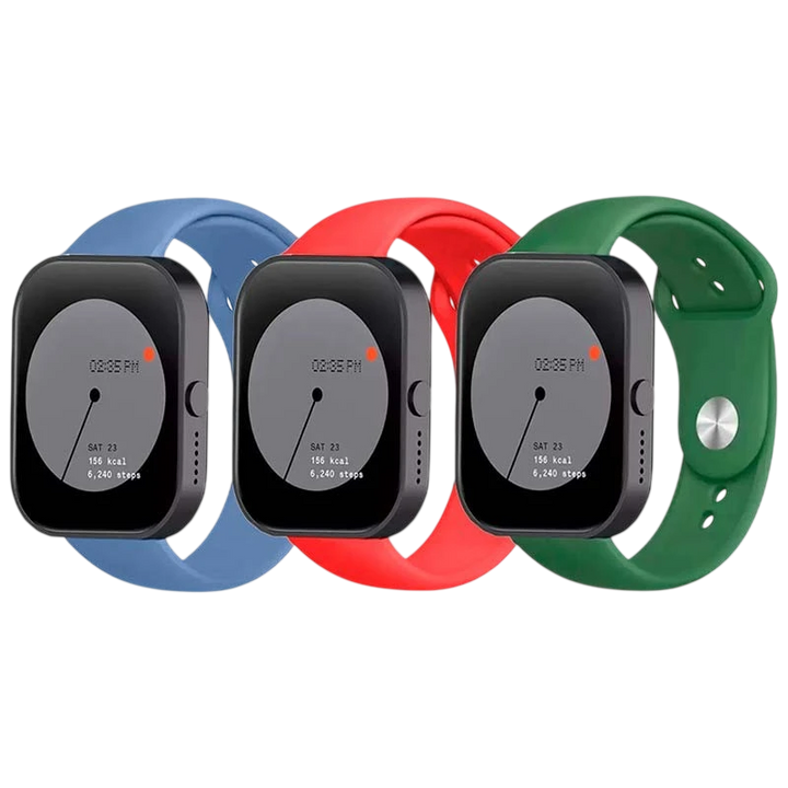 Pack x3 Pulseira Silicone Elgance para CMF by Nothing Watch Pro 22mm Azul Escuro, Vermelho e Verde