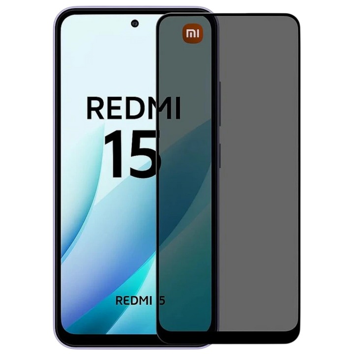 Protetor de vidro temperado anti-espionagem Xiaomi Redmi 15 4G/5G