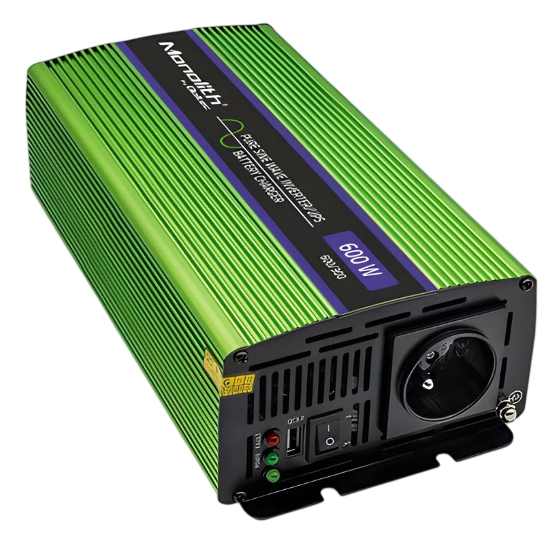 Qoltec Monolith 600 W, Verde - Adaptador e Inversor de Corrente
