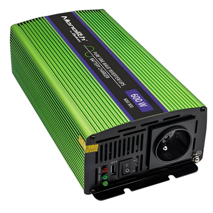 Qoltec Monolith 600 W, Verde - Adaptador e Inversor de Corrente