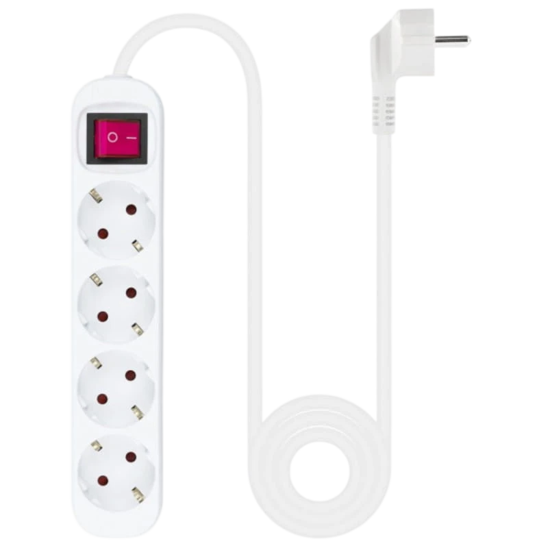 Régua de alimentação de 4 tomadas Nanocable com interruptor 1.4m Branco