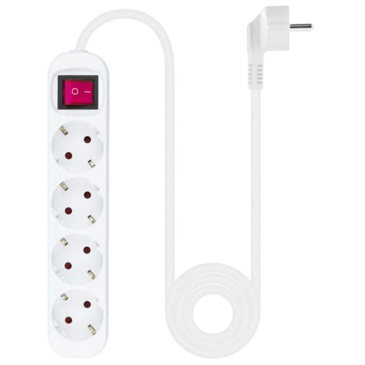 Régua de alimentação de 4 tomadas Nanocable com interruptor 1.4m Branco