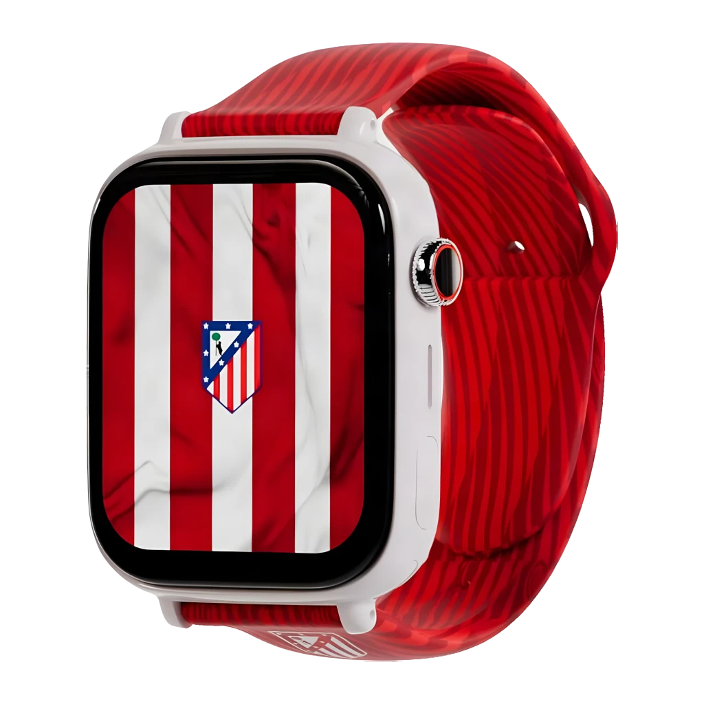 SaveFamily SaveWatch Plus Ed. Atlético de Madrid, bracelete em silicone vermelho, botão SOS