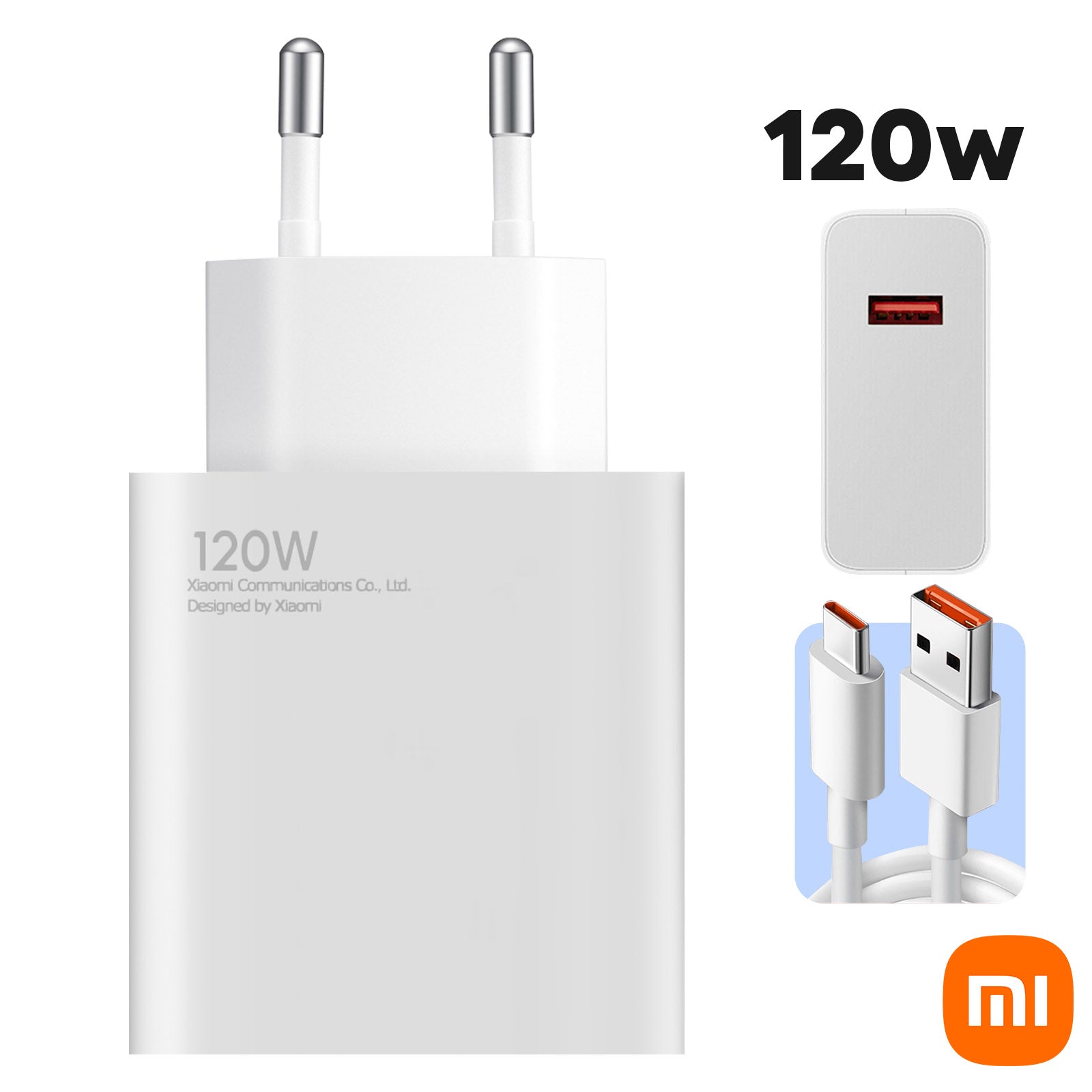 Xiaomi Carregador 120W HyperCharge Combo USB Type-A Branco