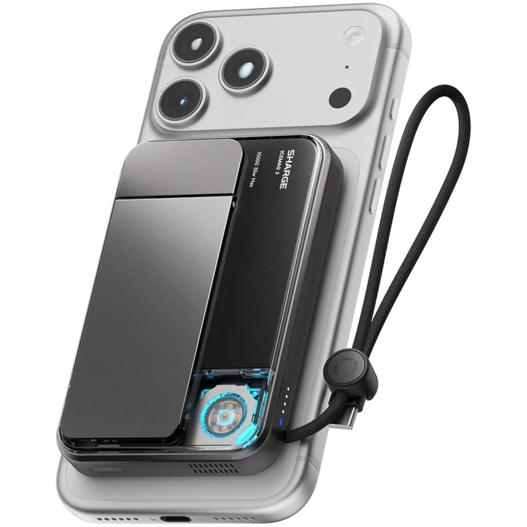 Sharge ICEMAG 3 Qi2 25 W 10 000 mAh Active Cooling - Power Bank Preto