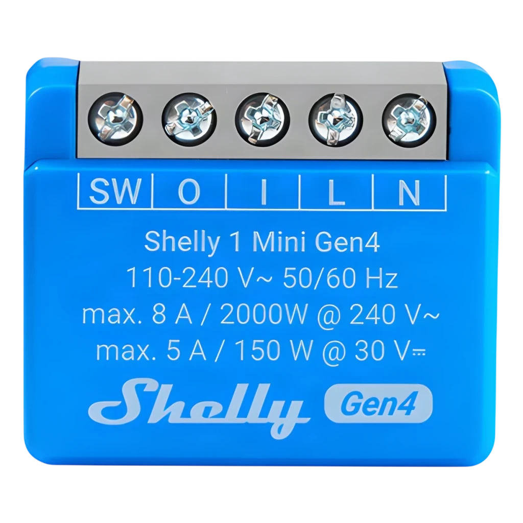 Relé inteligente Shelly 1 Mini Gen4 Azul Proteção contra sobreaquecimento