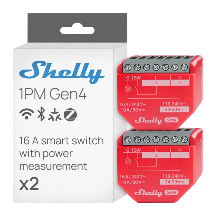 Relé inteligente Shelly 1PM Gen4 Pack de 2 Medição de Consumo