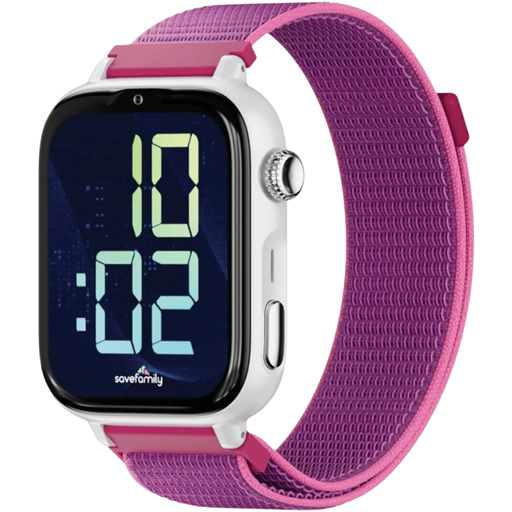 SaveFamily SaveWatch Plus 2 Branco, Pulseira de Tecido Framboesa , Chamadas SOS, 4G