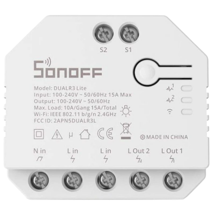 Sonoff Dual R3 Lite Branco - Interruptor Wi-Fi Inteligente