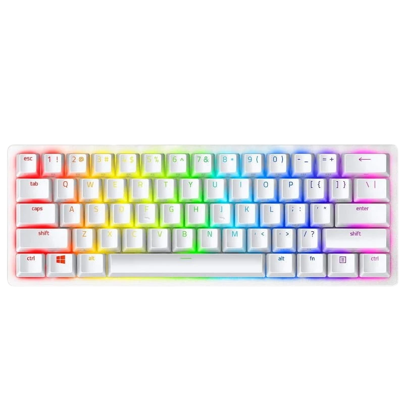Teclado Mecânico Gaming Razer Huntsman Mini Branco Clicky Optical Switch Roxo