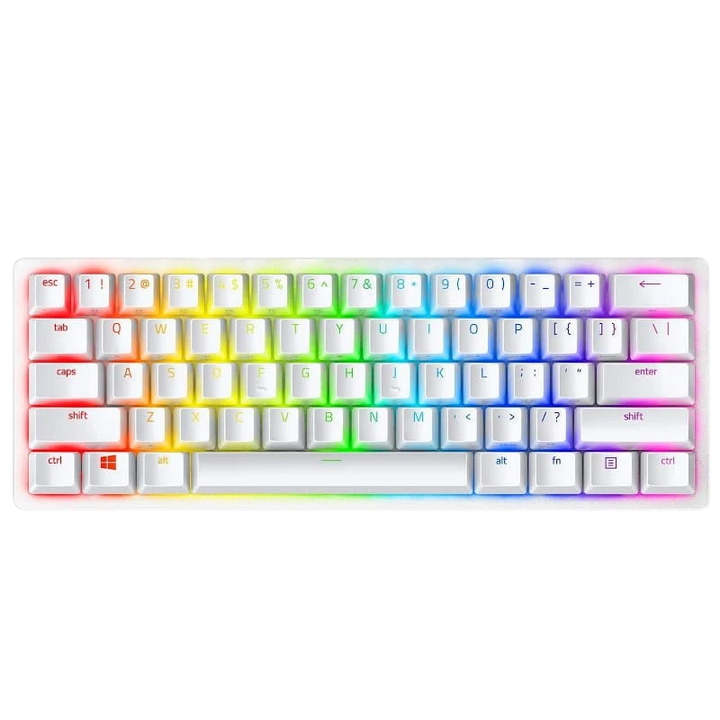 Teclado Mecânico Gaming Razer Huntsman Mini Branco Clicky Optical Switch Roxo
