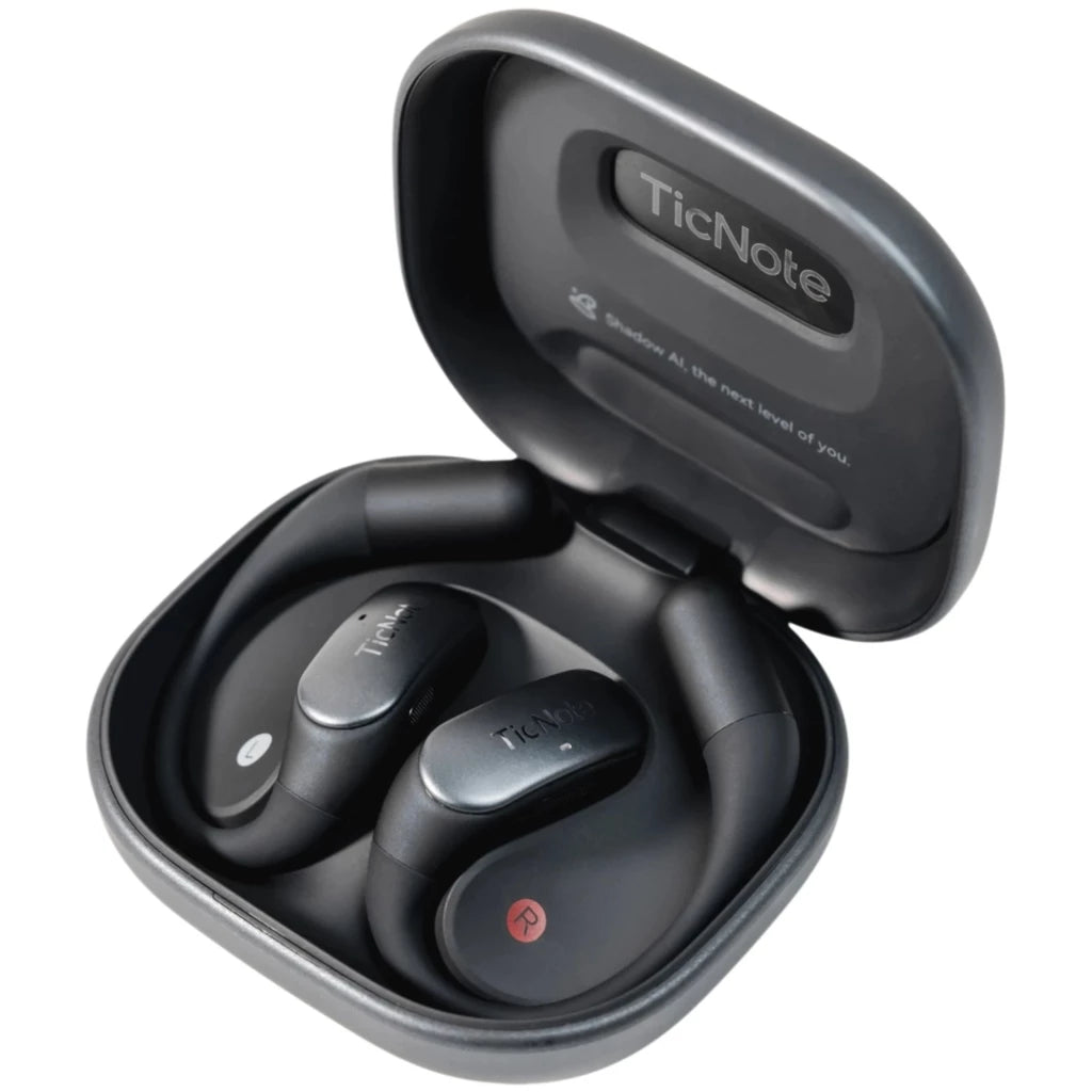 TicNote Pods 4G Preto - Auriculares Open-Ear com transcrição por IA e eSIM