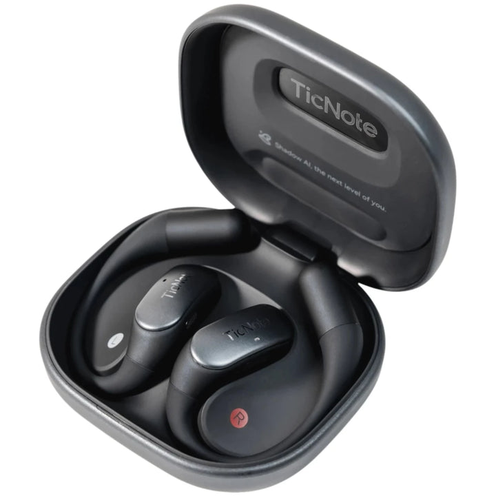 TicNote Pods 4G Preto - Auriculares Open-Ear com transcrição por IA e eSIM