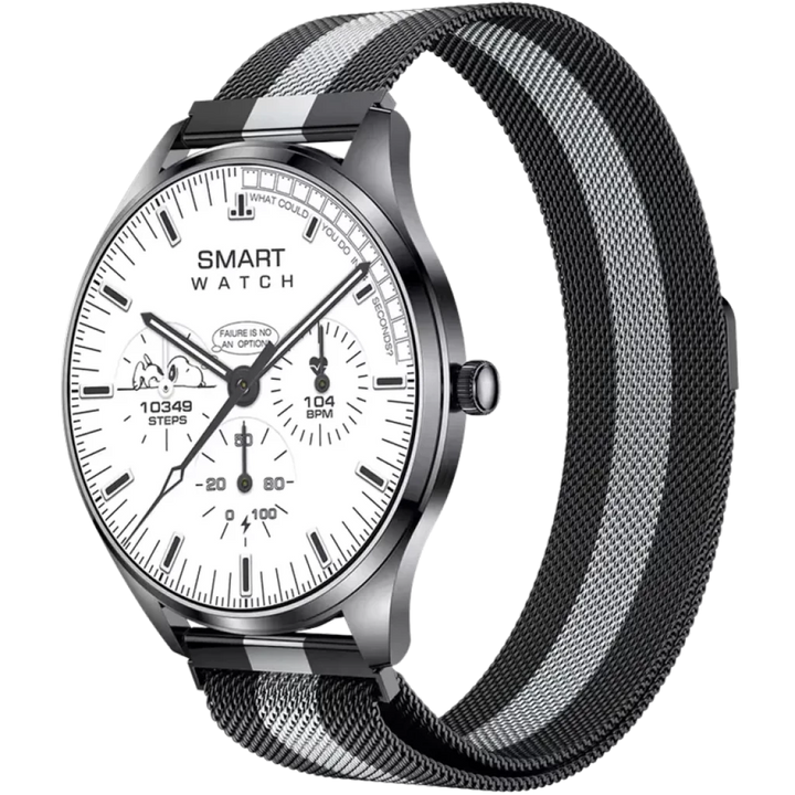 TN99 Smartwatch com pulseira milanesa prateada/preta