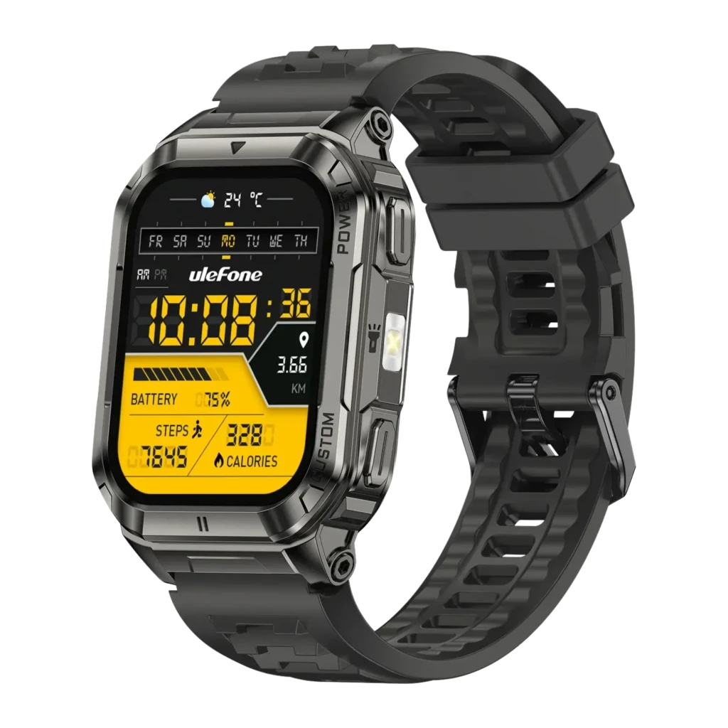 Ulefone Armor Watch Ultra Preto FC 24/7 SpO2 Bateria 8 Dias