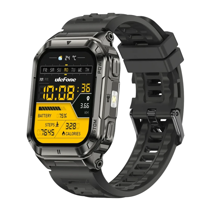 Ulefone Armor Watch Ultra Preto FC 24/7 SpO2 Bateria 8 Dias