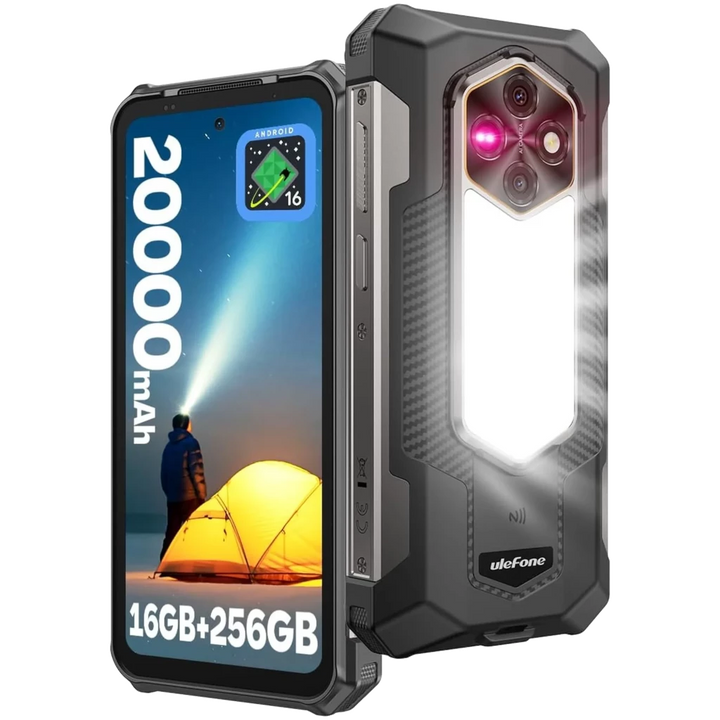 Ulefone RugKing 5 Pro 256GB Preto Rugged 8GB de RAM Bateria de 20000 mAh