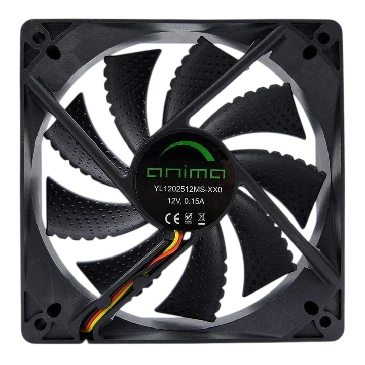 Ventilador de  PC Tacens Anima AF12, 9 lâminas, 12 cm, Preto