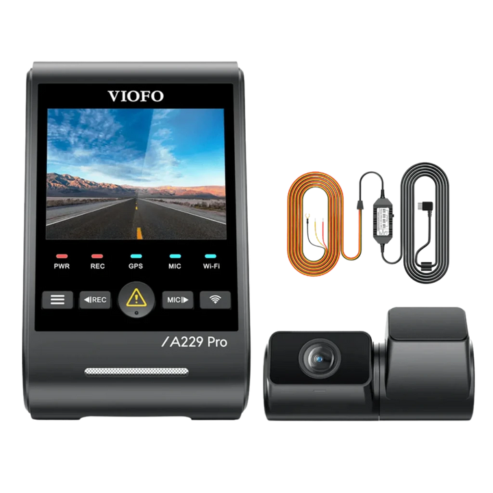 VIOFO A229 Pro Tele 3CH Dashcam 4K+2K+1080p, 3 canais, Wi-Fi 5 GHz, 140°