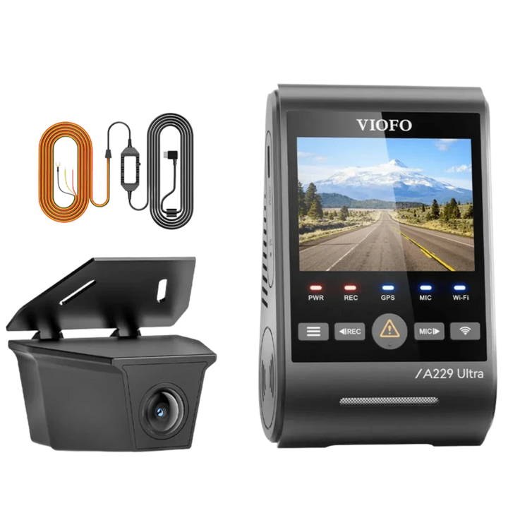 VIOFO A229 Ultra-W 2CH Câmara de bordo 4K+4K Wi-Fi 5 GHz 140°+160° Visão noturna