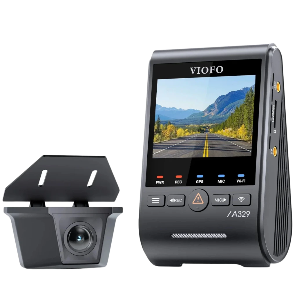 VIOFO A329SW Câmara de bordo de 2 canais 4K+2K com GPS, Wi-Fi 6, ângulo de visão de 140° e visão noturna HDR