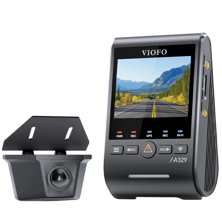 VIOFO A329SW Câmara de bordo de 2 canais 4K+2K com GPS, Wi-Fi 6, ângulo de visão de 140° e visão noturna HDR