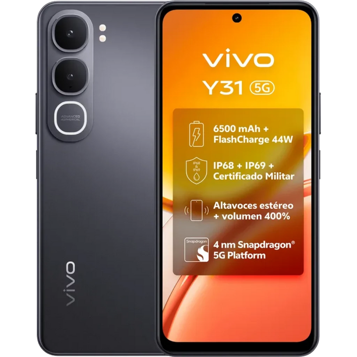 Vivo Y31 5G 256 GB Preto Ecrã 120 Hz 6 GB de RAM Bateria de 6500 mAh