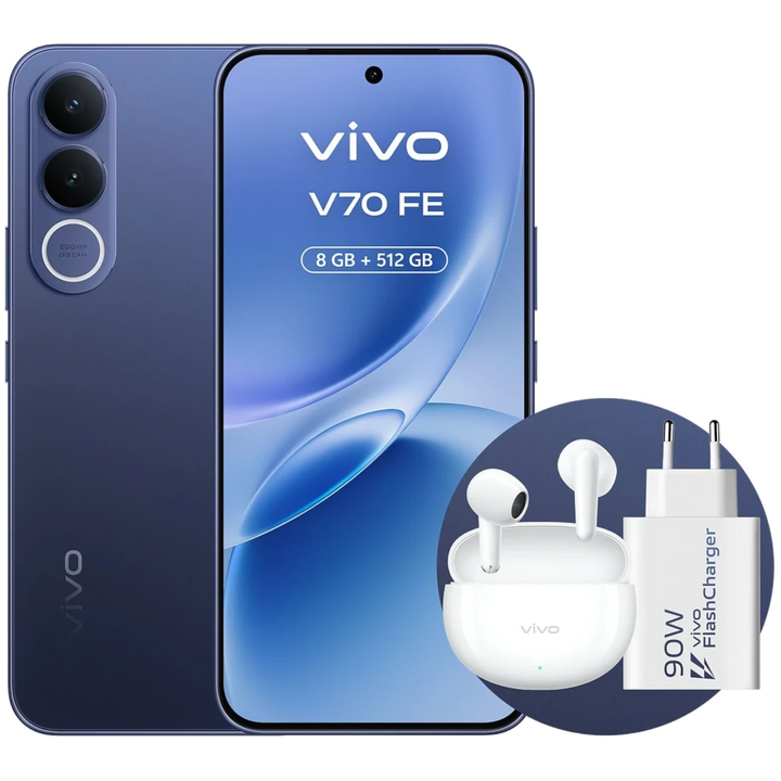 Vivo V70 FE 5G 8 GB/512 GB Bateria de 7000 mAh Câmara de 200 MP Azul + Carregador de 90 W + Auriculares