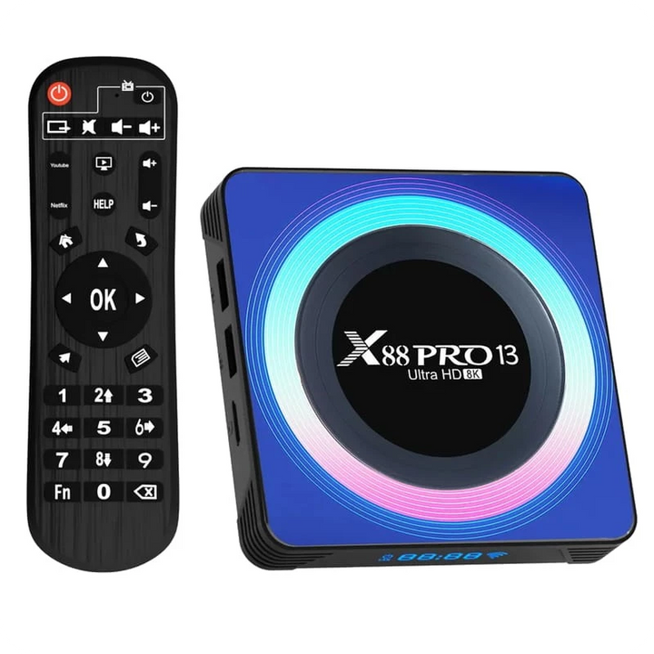 X88 PRO 13 4GB/32GB Caixa Acrílica Android 13 – Android TV