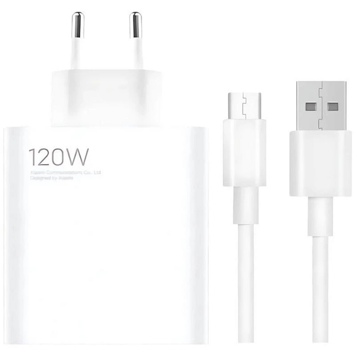 Carregador rápido Xiaomi 120W HyperCharge Combo USB Tipo-A Branco + Cabo USB-A para USB-C