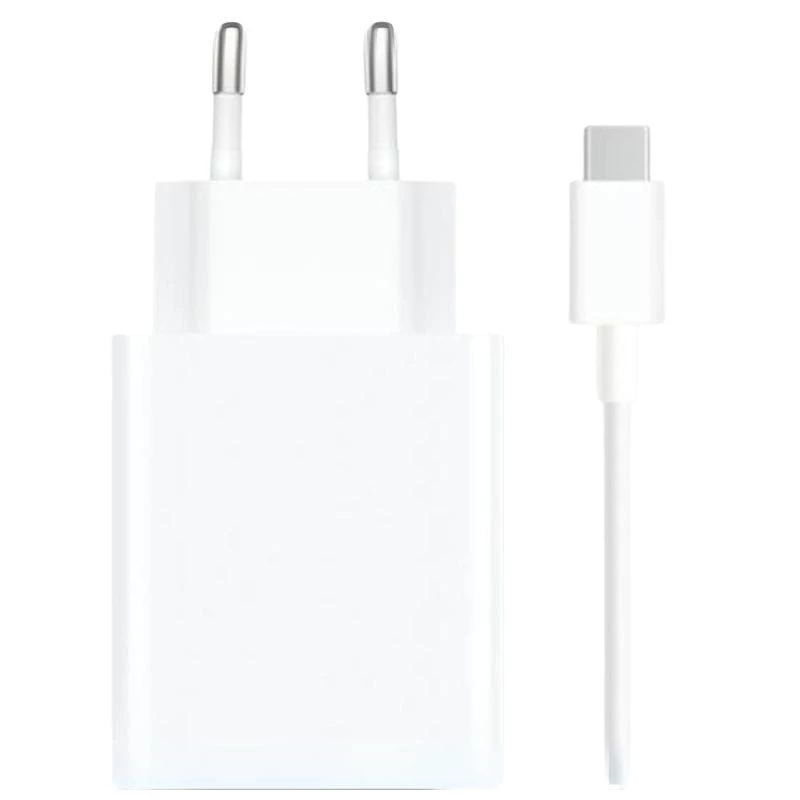 Carregador rápido Xiaomi 67W HyperCharge Combo USB Tipo-A Branco + Cabo USB-A para USB-C