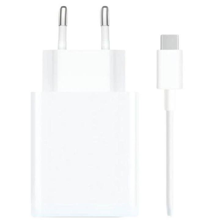 Carregador rápido Xiaomi 67W HyperCharge Combo USB Tipo-A Branco + Cabo USB-A para USB-C