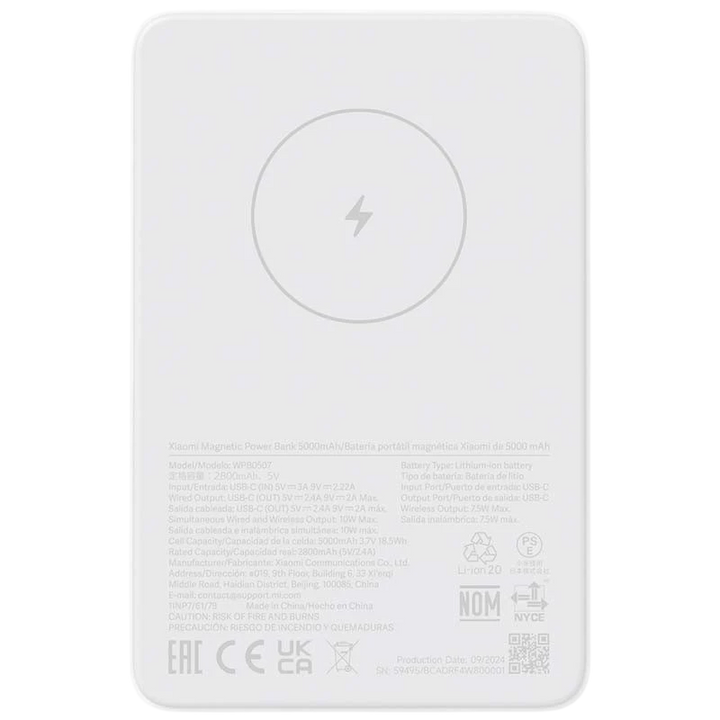 Xiaomi Magnetic Power Bank 5000mAh - Bateria Externa 20W com MagSafe